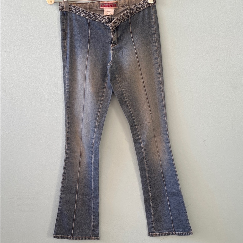 Z. Cavaricci Braided-Waist Flare Jeans in Washed Blue